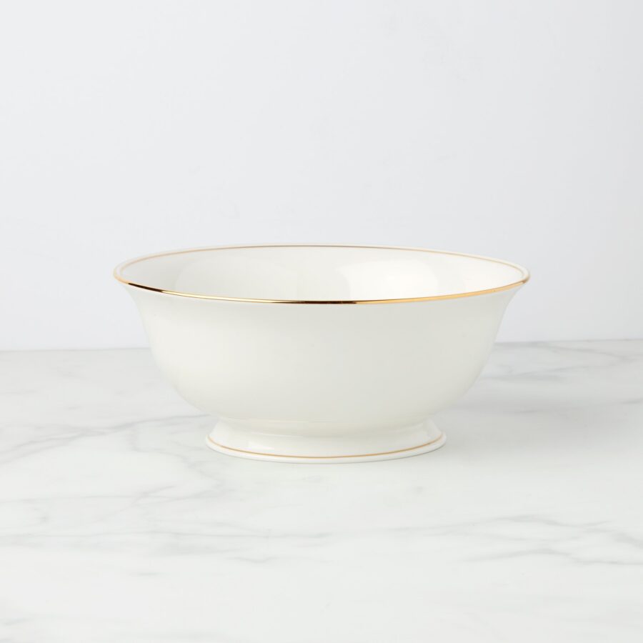 Porcelain Large Serving Bowl with Gold Accents