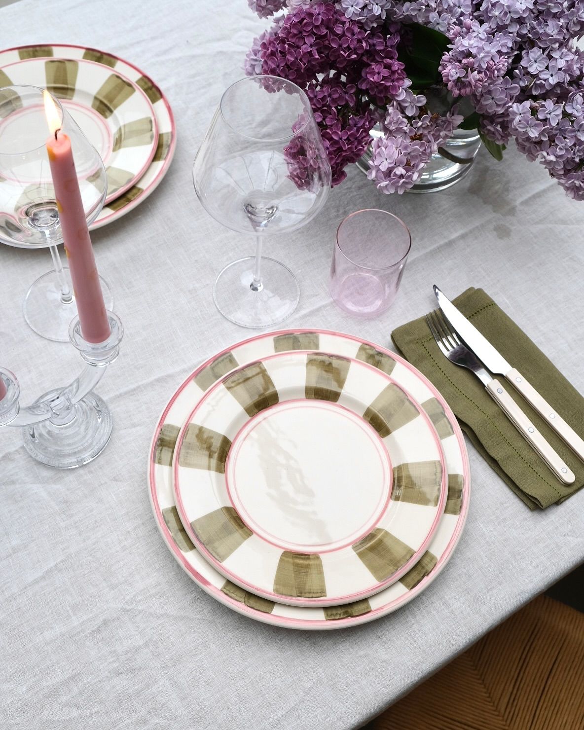 Serving bowls and tableware arranged for shared dining