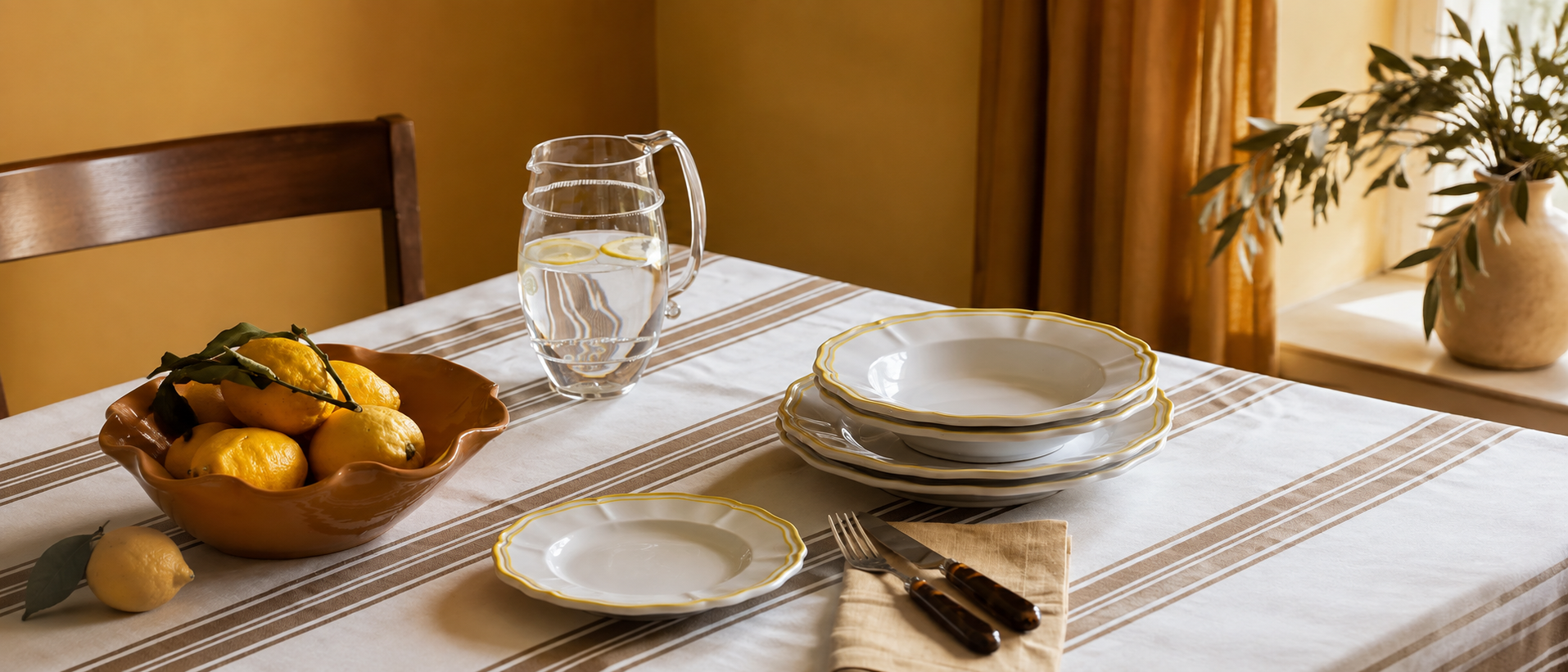 Elegant tableware arranged for everyday dining
