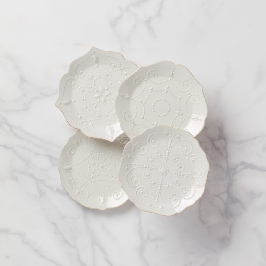 Scalloped Butterfly Dessert Decorative Plates, Set of 4
