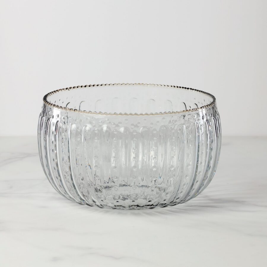 Clear Ruffle Edge Artisan Glass Bowl
