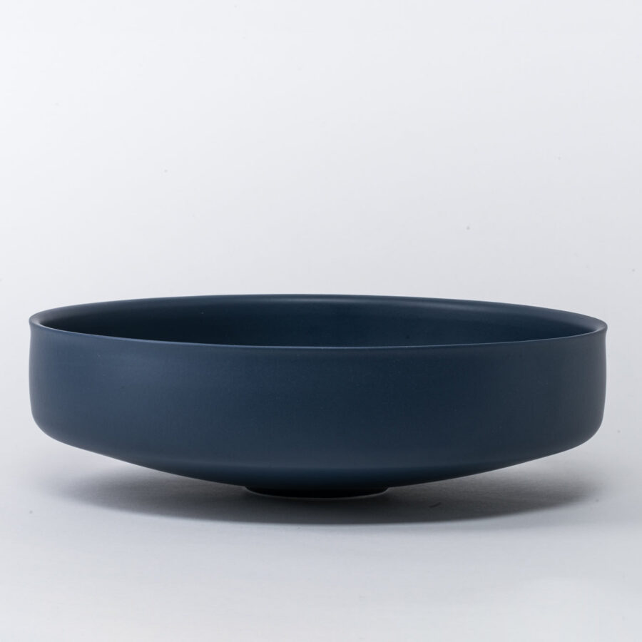 Large Twilight Blue Wide Matte Serving Bowl